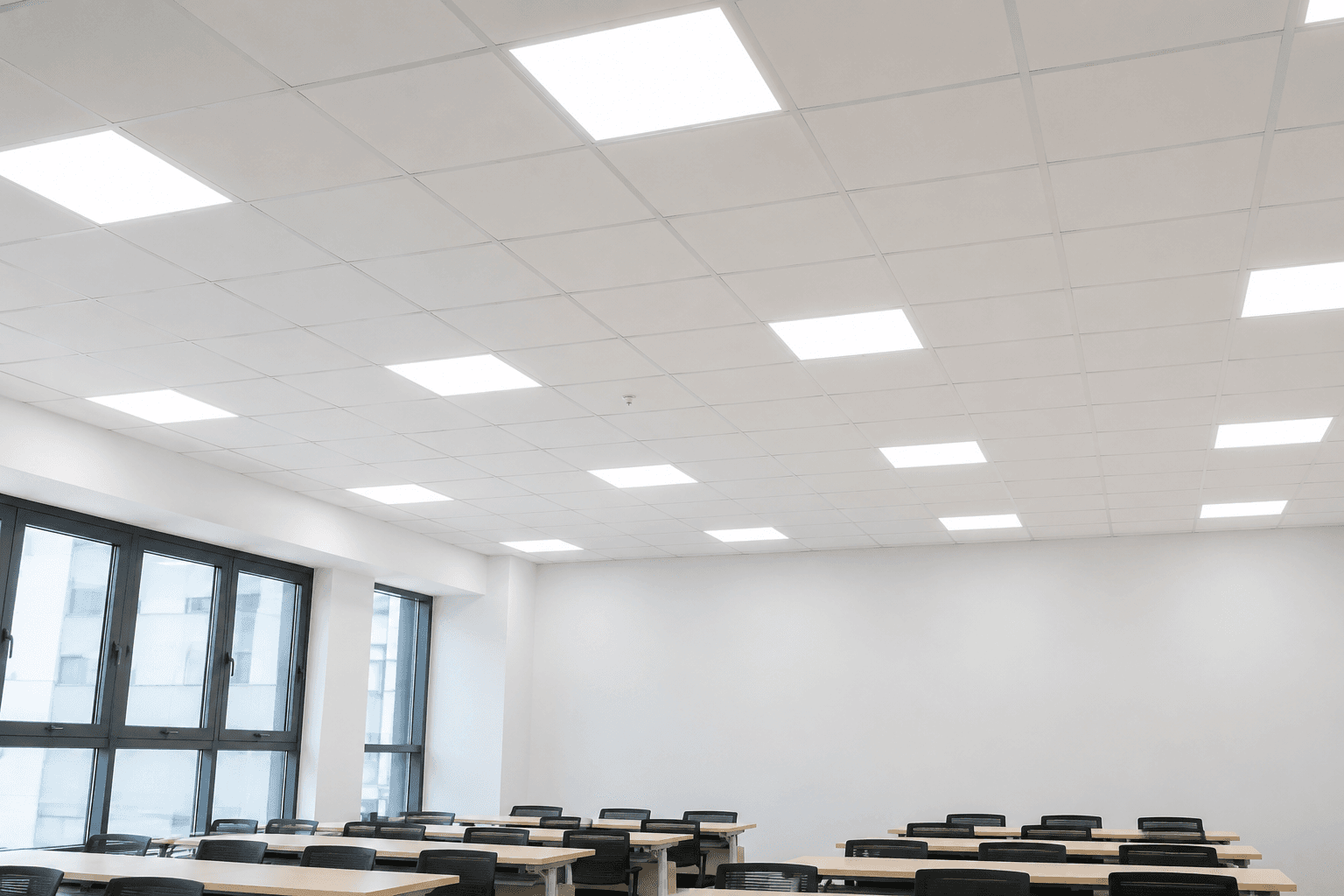 Ceiling LED panel lighting assembly application