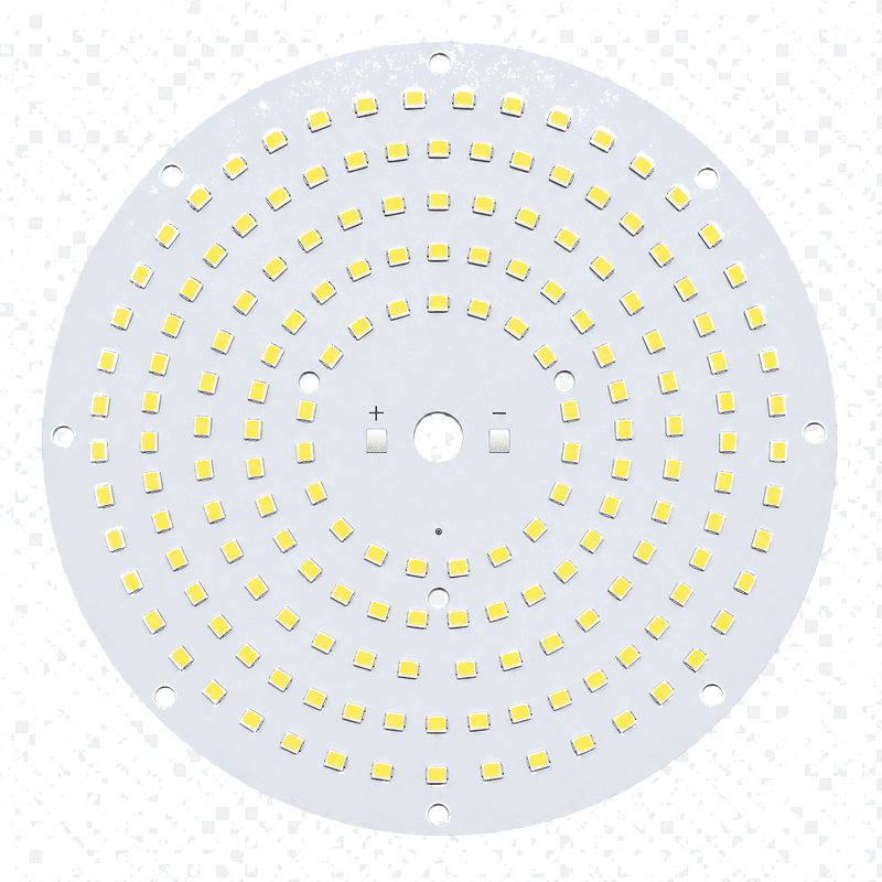 Assembled circular LED source board after SMT