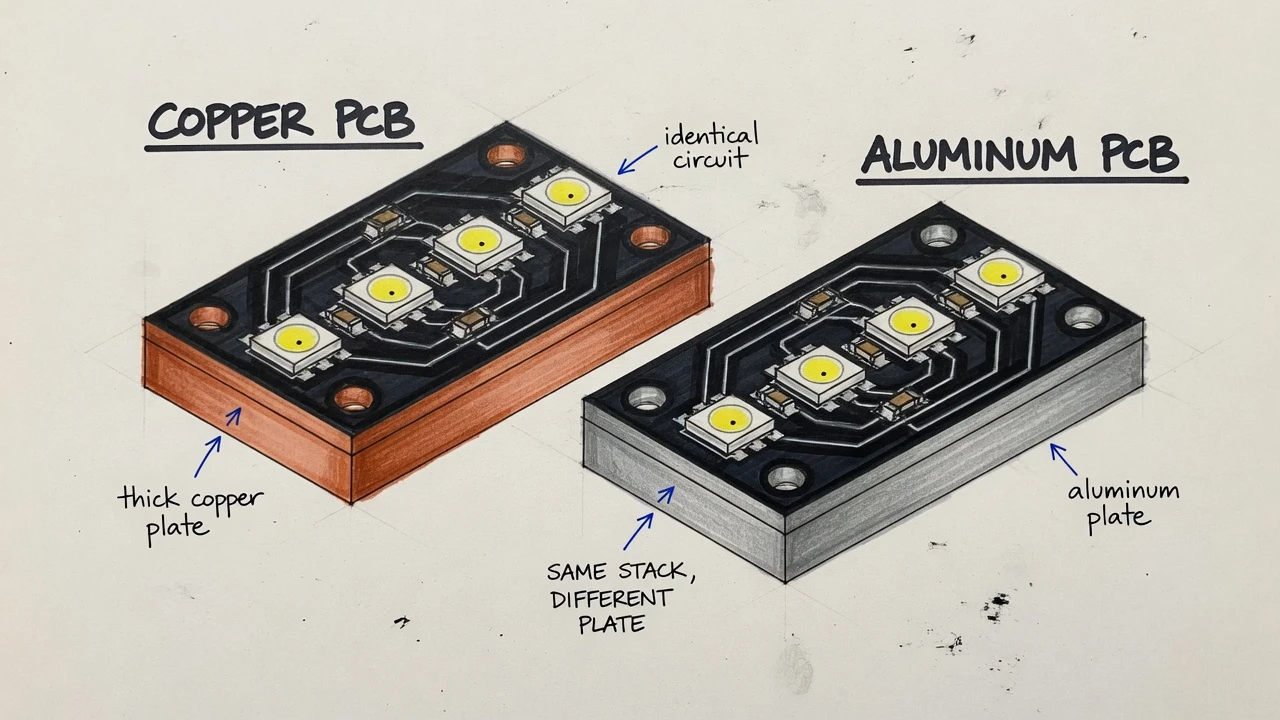 Copper PCB and aluminum PCB LED boards with different metal plates