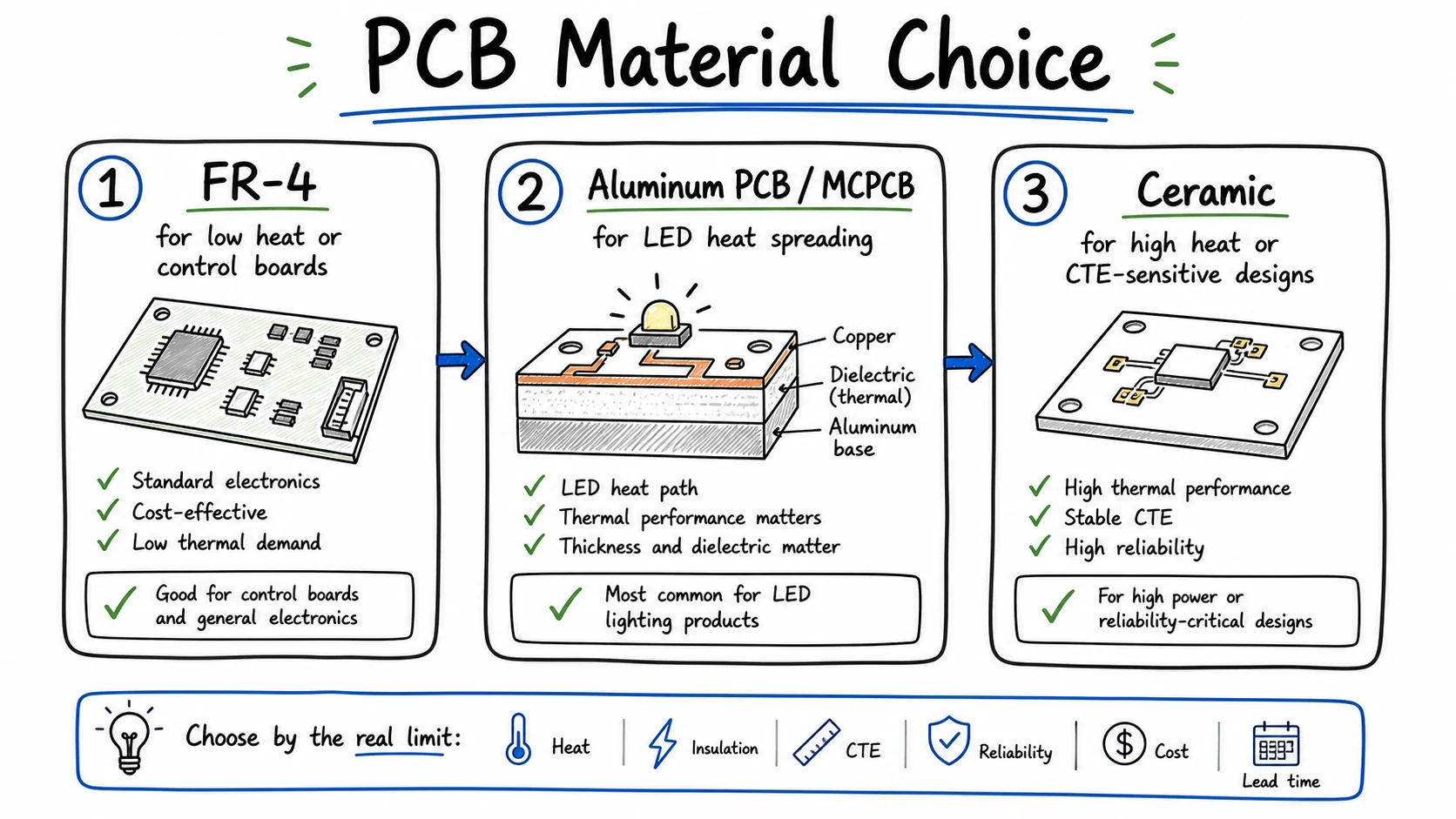 PCB material choice overview for LED buyers